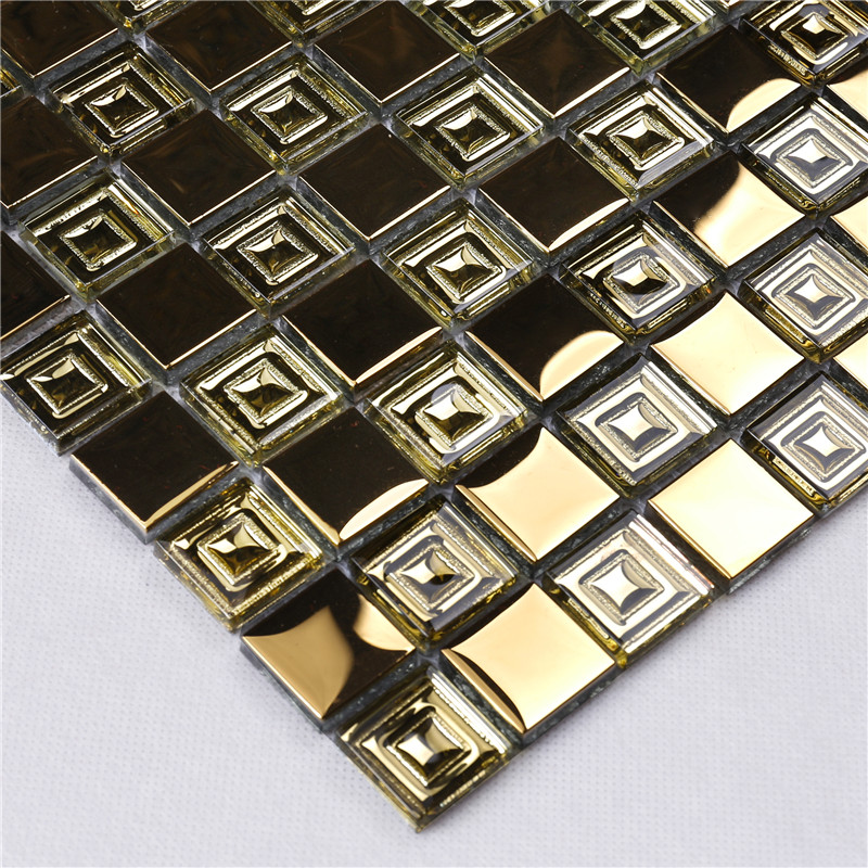 HDT10 Midle East Style Metal de Aur Privind Placi din sticla de mozaic din sticla galvanizata