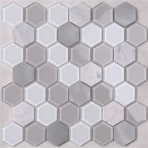 HSL41 Unic alb verde mic hexagon și de perete mozaic decoratiuni de gresie