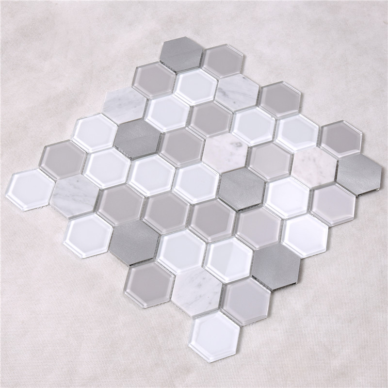 HSL41 Unic alb verde mic hexagon și de perete mozaic decoratiuni de gresie