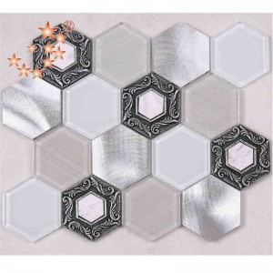 Aluminiu lucios Premium Tigla hexagon decorativ alb decor de sticlă perete Restaurant mozaic