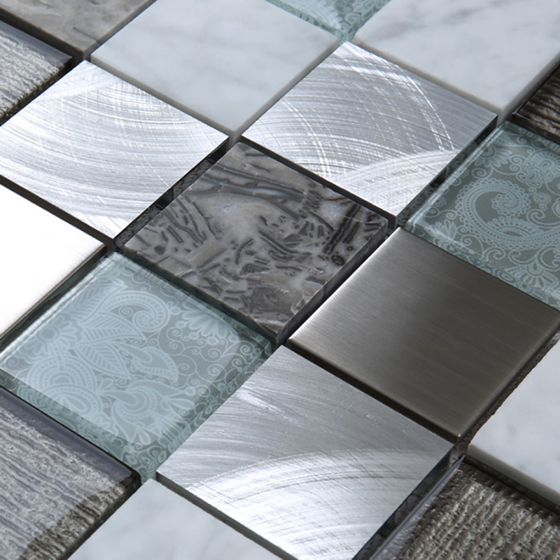 Cele mai recente plăci de mozaic din sticlă de marmură mixtă din aluminiu pentru design pentru cele mai recente pereți din spălarea bucătăriei