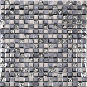 Cea mai recentă calitate de cristal de sticlă de cea mai recentă construcție de amestec de mozaic din piatră pentru bucătărie placă de perete posterior negru lucios