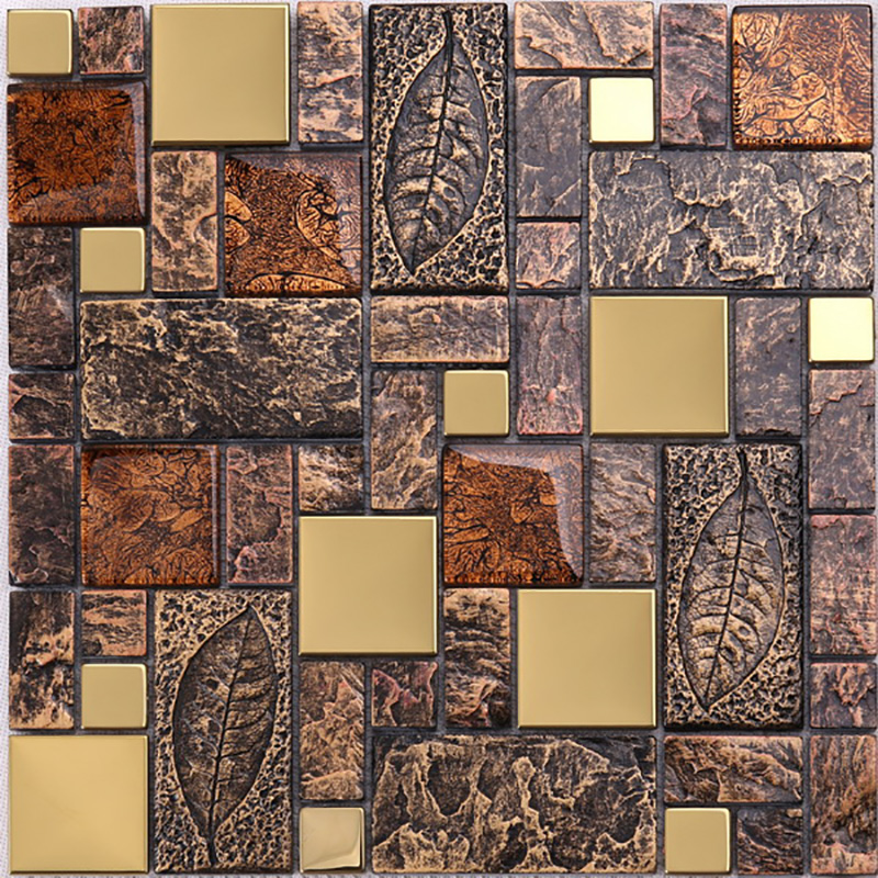 De lux de baie design de sticlă de cristal glitter amestecat cu aur de mozaic din metal pentru decorarea pereților